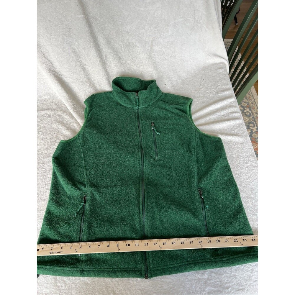 L.L.Bean Men’s XLT Big & Tall Green Full Zip Vest Stand-Up Collar Zipped Pockets